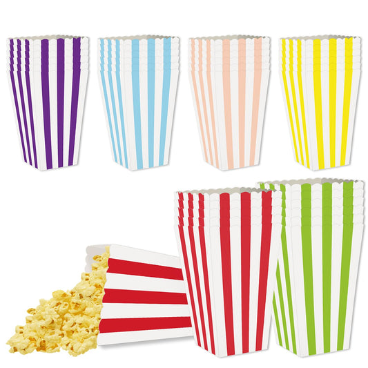 36 Pcs Striped Popcorn Boxes 2 x 4.5 x 2.7 inch Mini Popcorn Boxes Cardboard Popcorn Container for Party Disposable Snack Popcorn Bags