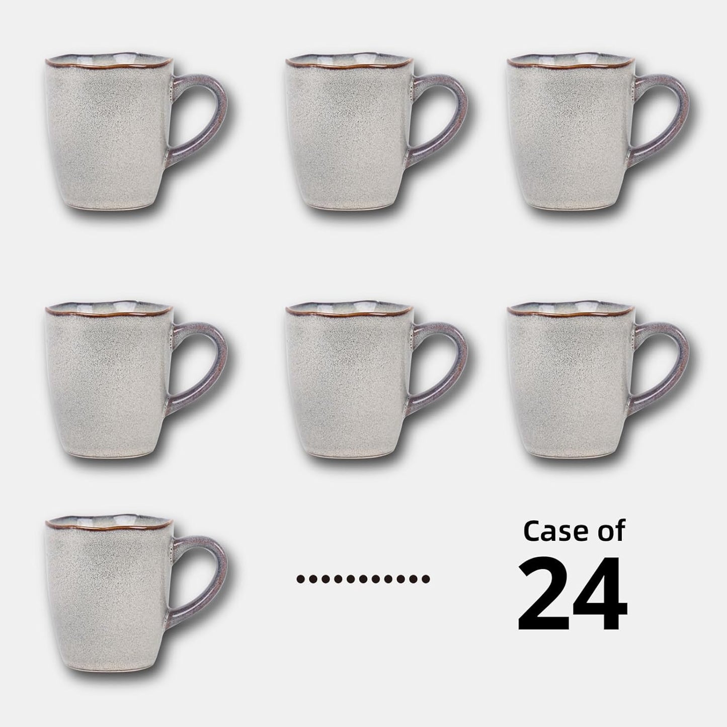 Organic Shape Restaurant Mug 12oz, Commerical Grade Catering Stoneware Coffee Mug in Ir-regular Organic Shape, Chip & Scratch Resistant, Glossy Reactive Glaze Grey, Case of 24