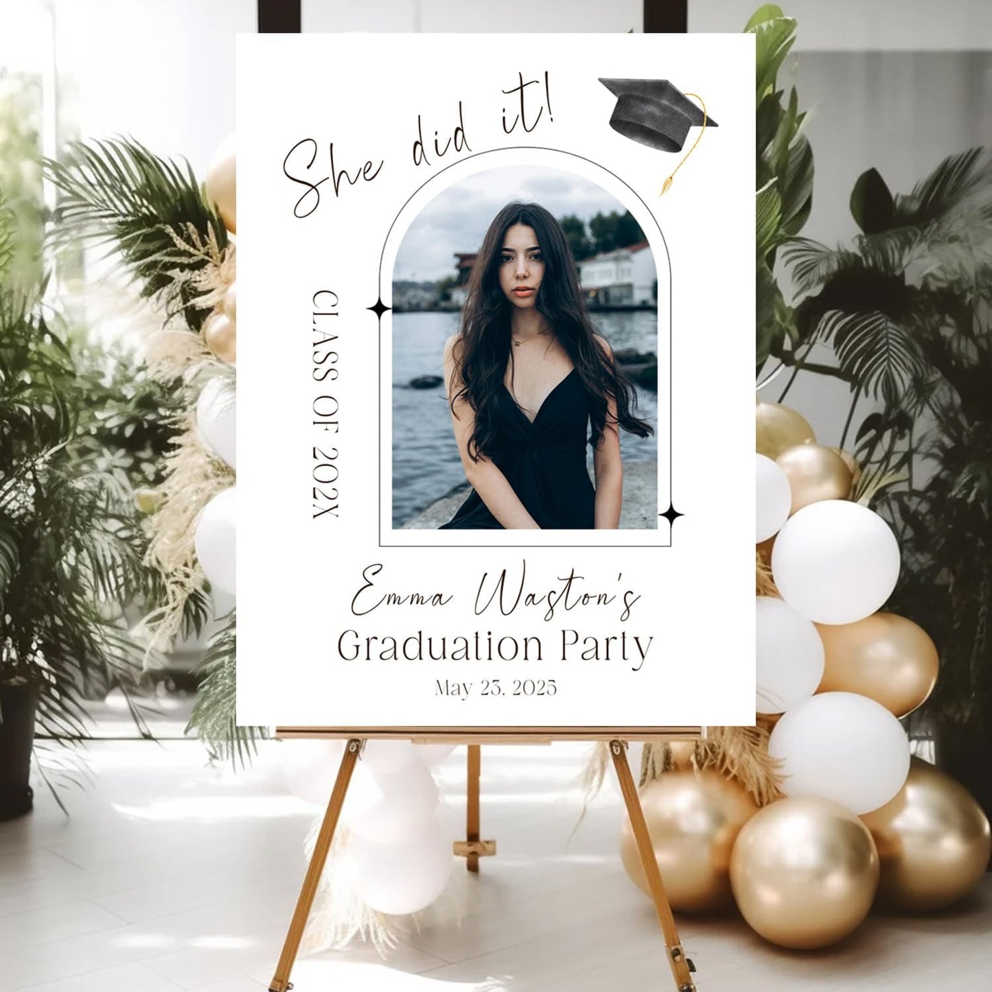 Personalized 2025 Graduation Party Welcome Sign, Minimalist Grads Decor, Class of 2025 Graduation Party Poster, Custom Graduation Party Sign, Congrats Grad Decorations Design 7