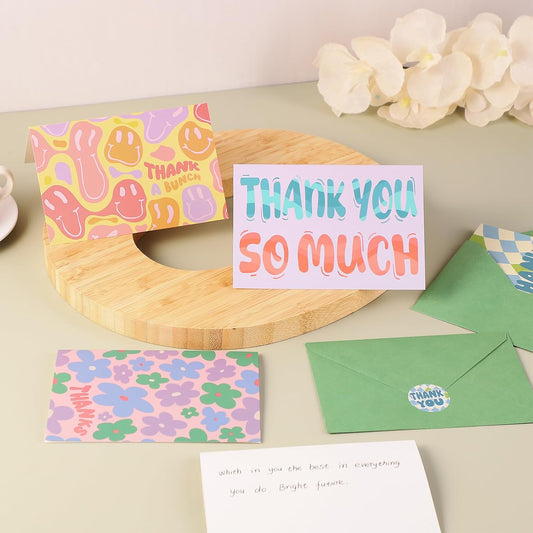 36 Pack Thank You Cards with Envelopes, 4x6 Inch Thank You Cards with Envelopes & Stickers, Cute Greeting Card for Birthday, Wedding, Baby Shower, Bridal Shower, Thanksgiving, Christmas