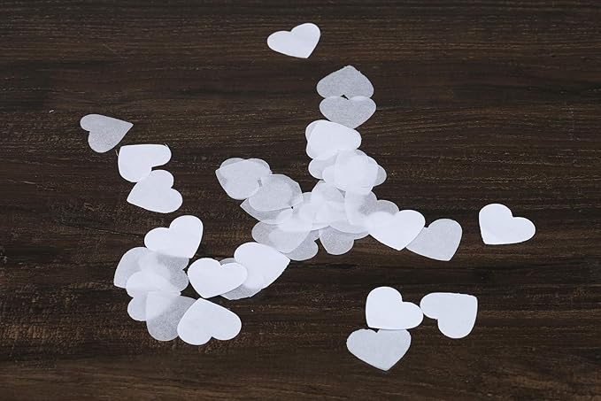 BATTIFE 7.1 Oz White Heart Shaped Confetti, 40000Pcs Tissue Paper, Table Confetti for Wedding Celebrations Party, 200 Gram