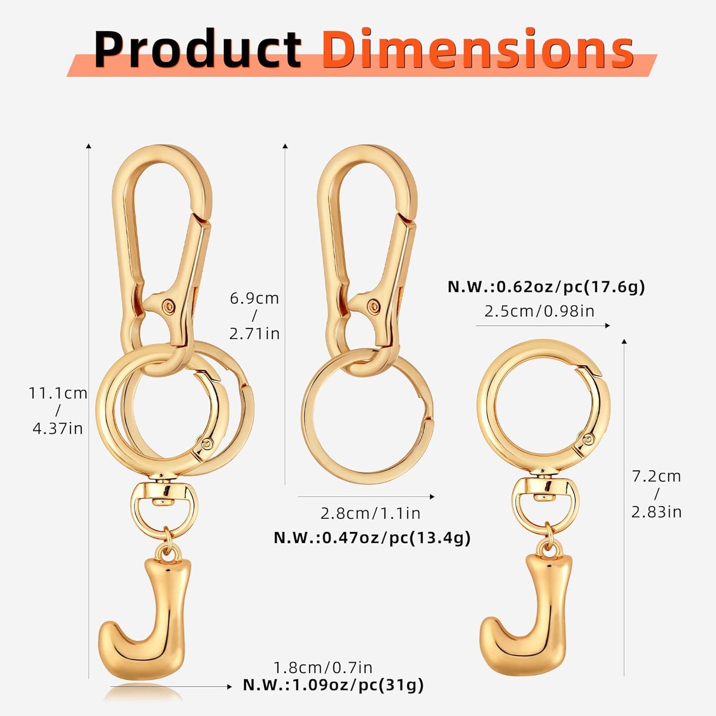 Gold Bubble Heart Initial Bag Charms for Handbags – Cute Initial Letter Keychain for Women, Purse Charms, Gold Gift