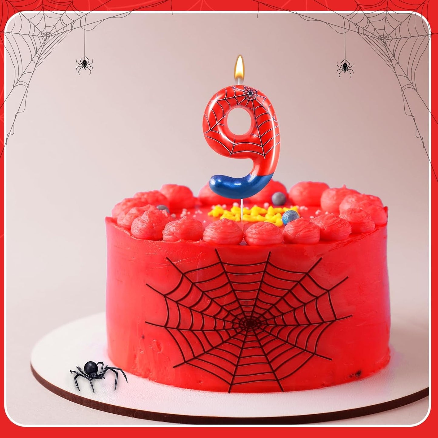 Spider Themed Birthday Candles Number 9 Candle Birthday Cake Candle Party Decoration Cake Topper for Spider Party Decoration Theme Party Supplies (Number 9)