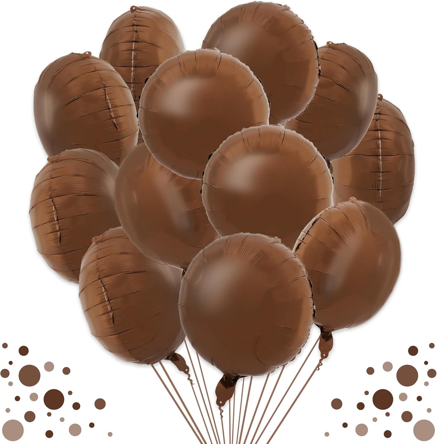 TONIFUL 30Pcs 18 Inch Chocolate Round Shape Foil Balloons Big Brown Circle Helium Mylar Ballons for Thanksgiving Birthday Wedding Halloween Baby Shower Anniversary Engagement Party Decor Supplies