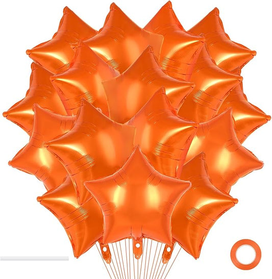 20 Pcs Orange Star Balloons,18 Inch Star Foil Balloons,Stars Shaped Balloon Mylar Helium Balloon for Birthday Party Anniversary Wedding Baby Shower Decorations (Orange)