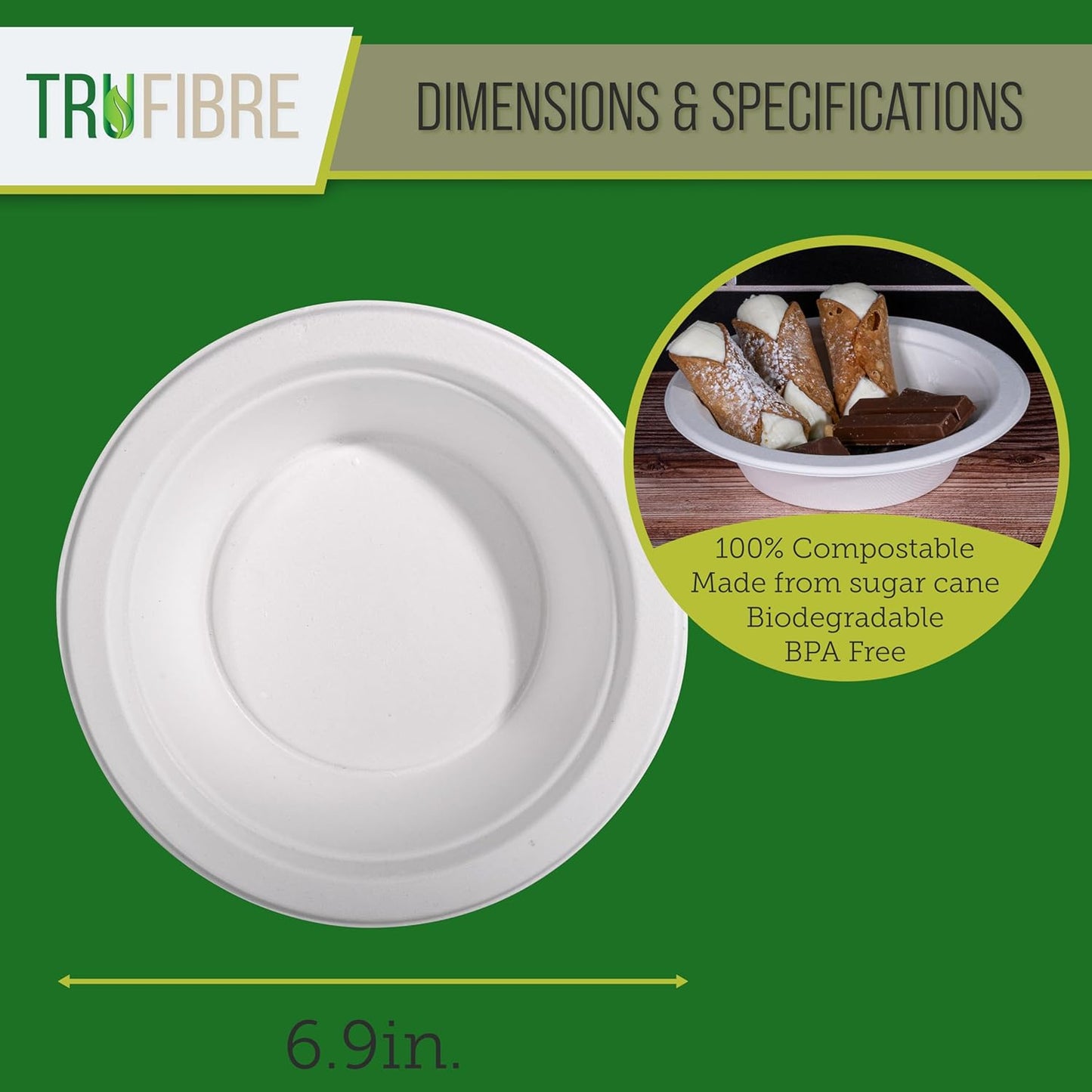 16 Oz Paper Bowls, 100 Pack 100% Compostable Heavy Duty Eco-Friendly Bagasse Biodegrable Disposable Bowls for Salad, Dessert, Soup, Ice Cream, Bulk