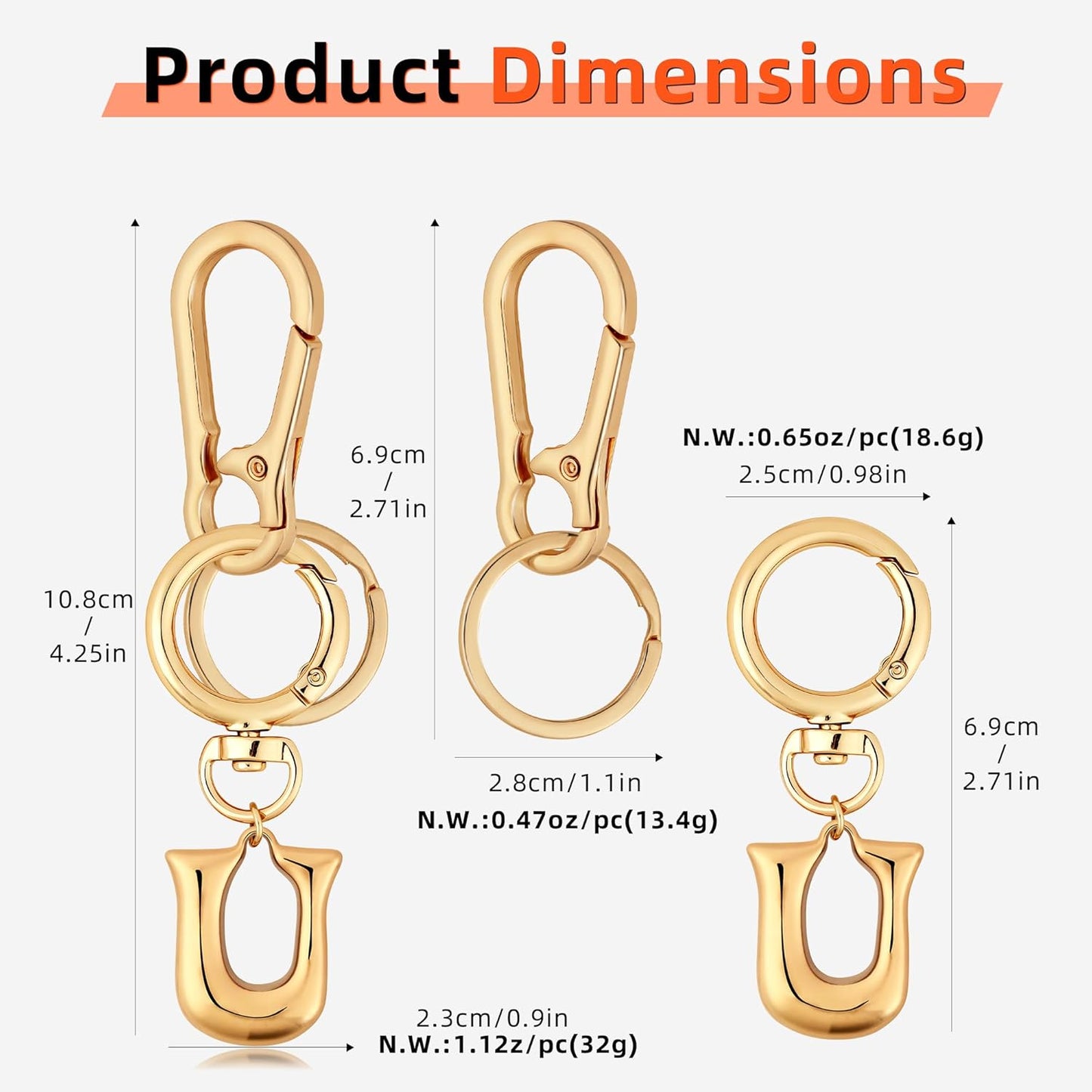 Gold Bubble Heart Initial Bag Charms for Handbags – Cute Initial Letter Keychain for Women, Purse Charms, Gold Gift