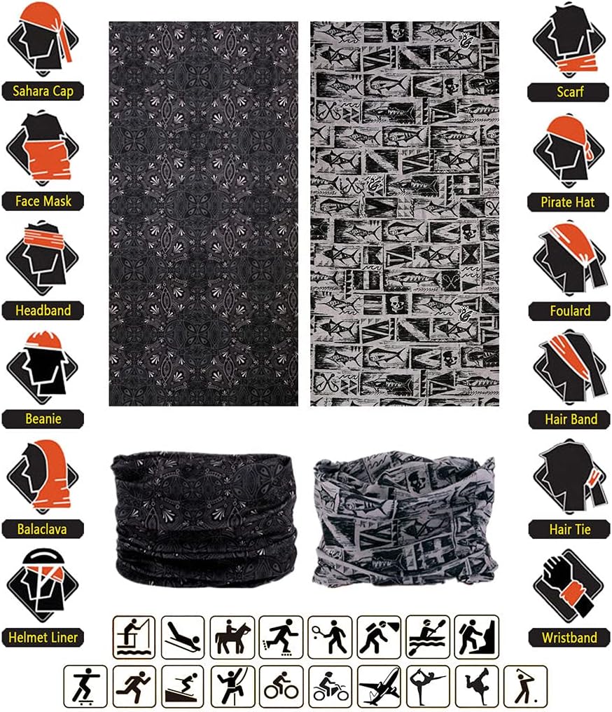 Headband Neck Gaiter Head Wrap Headwear Face Mask Magic Scarf Bandana for Men and Women
