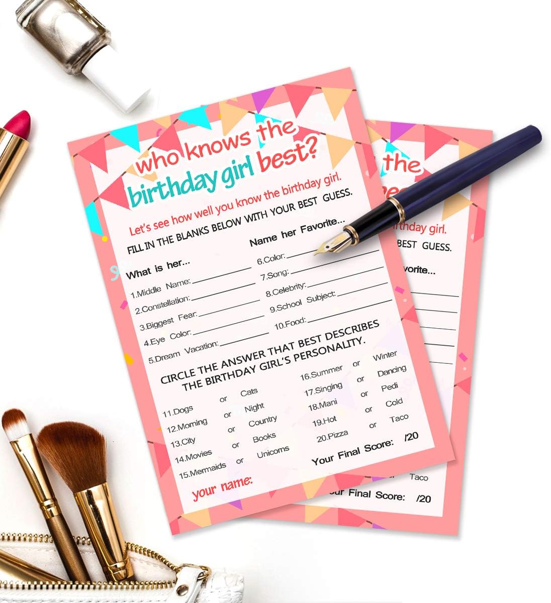 Yangmics Direct Who Knows The Birthday Girl Best, Birthday Girl Games - 20 Game Cards