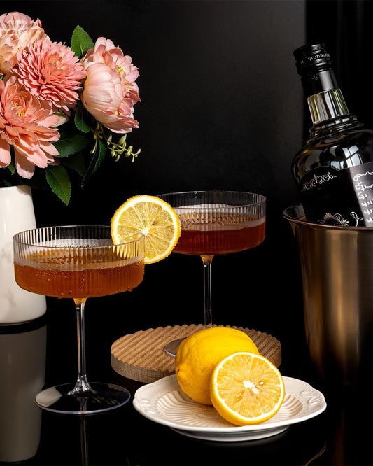 Ciaell 12PCS Plastic Ribbed Martini Glasses - 10 Oz Disposable Coupe Glasses with Stem - Heavy Duty Margarita Cups for Bars, Cocktails, Whiskey, Parties & Wedding