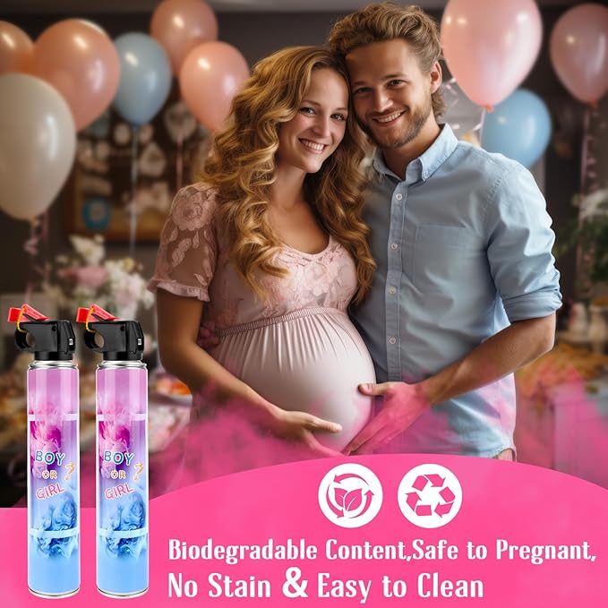 QIYVLOS Gender Reveal Fire Extinguisher 2 Packs, Gender Reveal Smoker Bomb, Baby Girl Reveal Party Ideas for Gender Reveal Decorations (Extra Large, Pink)