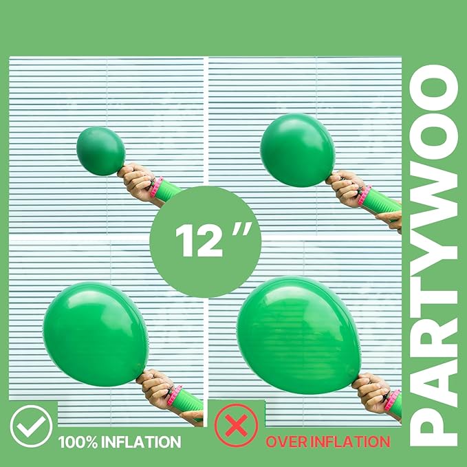 PartyWoo Green Balloons 65pcs 12 Inch Light Lime Dark Emerald Hunter Forest Metallic Green Gold Confetti Balloons for Baby Shower Wedding Engagement Jungle Woodland Birthday Party Decorations