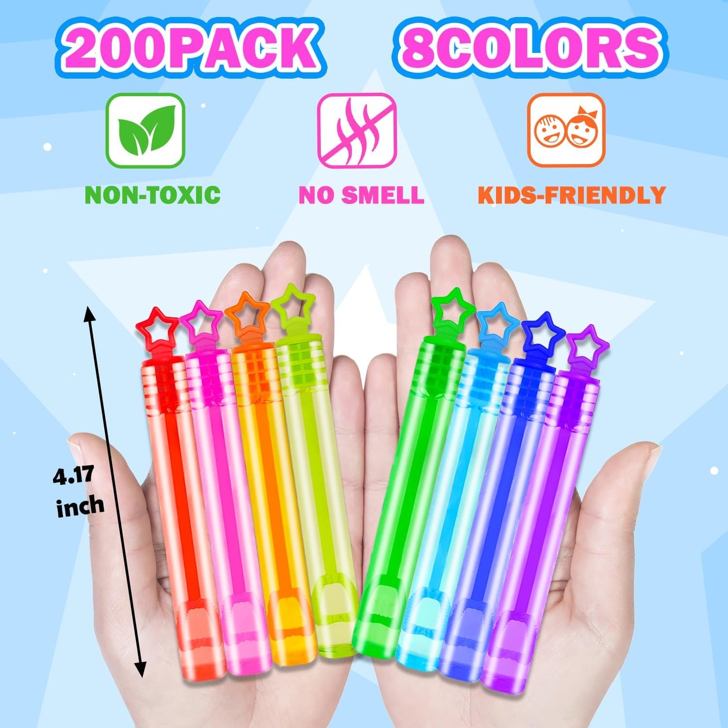 Bulk Toys for Kids Prizes 200 Pack, Mini Bubble Wands Party Favors for Toddlers, Small Christmas Pinata Goodie Bag Stuffers, Carnival Supplies Giveaways Handouts Stocking Stuffers for Girls and Boys