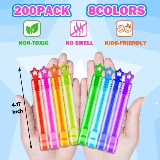 Bulk Toys for Kids Prizes 200 Pack, Mini Bubble Wands Party Favors for Toddlers, Small Christmas Pinata Goodie Bag Stuffers, Carnival Supplies Giveaways Handouts Stocking Stuffers for Girls and Boys
