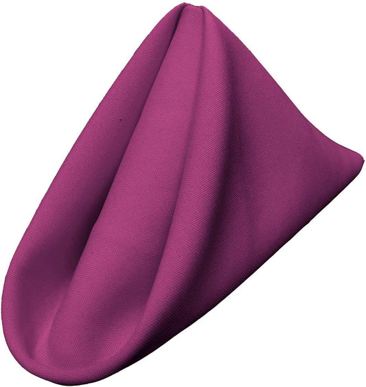 LA Linen 4-Pack Poly Blend Napkins - Soft, Washable, Stain & Wrinkle Resistant - Dinner & Party Napkins - Magenta, 18x18