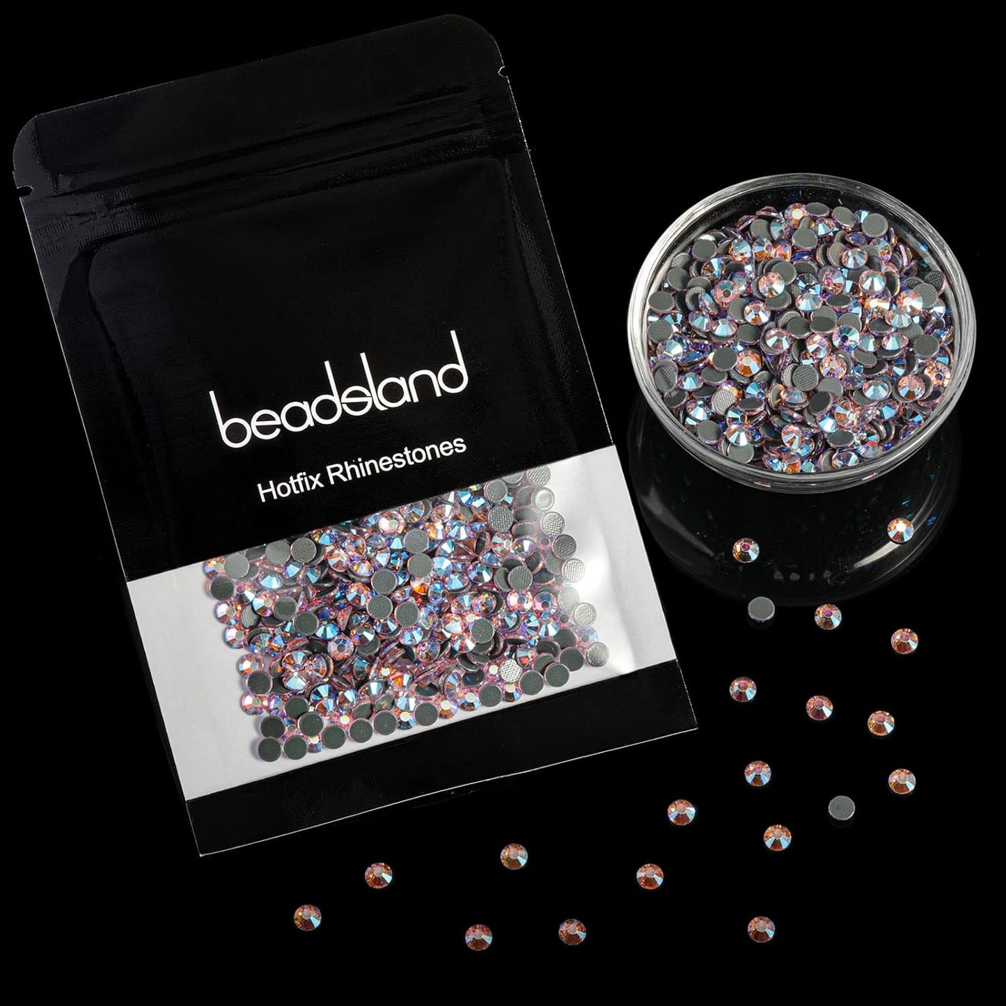 Beadsland Hotfix Rhinestones, 1440pcs Flatback Crystal Rhinestones for Crafts Clothes DIY Decorations, Light Pink AB, SS12, 3.0-3.2mm
