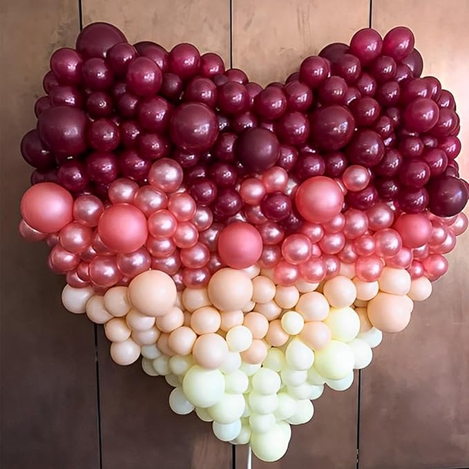 110pcs Burgundy Balloons 12inch Maroon Latex Party Balloons for Graduation, Thanksgiving Day, Autumn Fall Theme Party, Wedding, Birthday, Valentines, Baby Shower Decorations