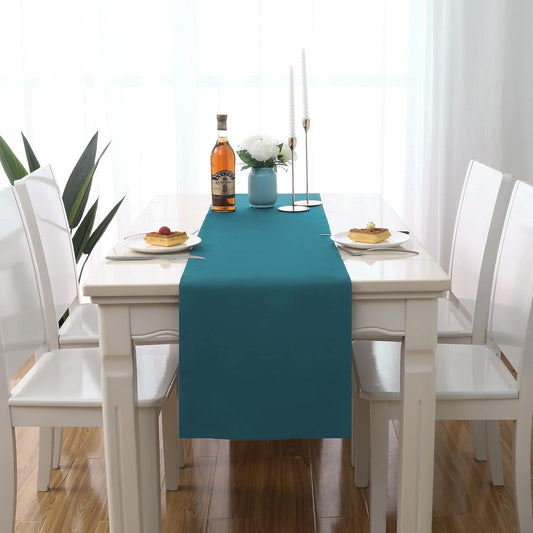 DUALIFE 2 Pack Teal Table Runner 108 Inch Long 9 FT Soft Wedding Cloth Table Runner for Wedding Banquet Graduations Birthday Party Decoration 14X108 Inch