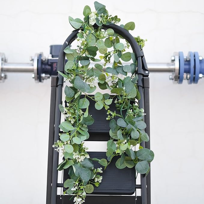 Mavee 3-Pack 5.9ft Artificial Eucalyptus Greenery Garland with Silver Dollar Leaves - Spring Table Runner Vines for Wedding Decor, Home Mantel, Wall Hanging & Party Arrangements