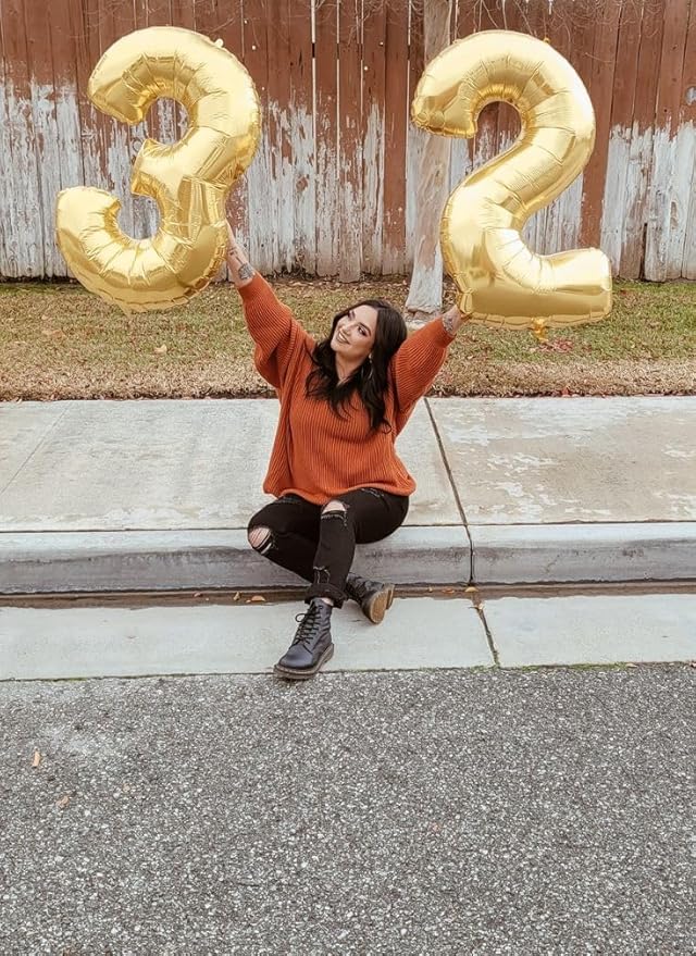 40 Inch Number 8 Balloon, Light Gold 8 18 28 80 Birthday Balloons for Men Boys, 8th Birthday Decorations Party Supplies, Wedding, Graduations