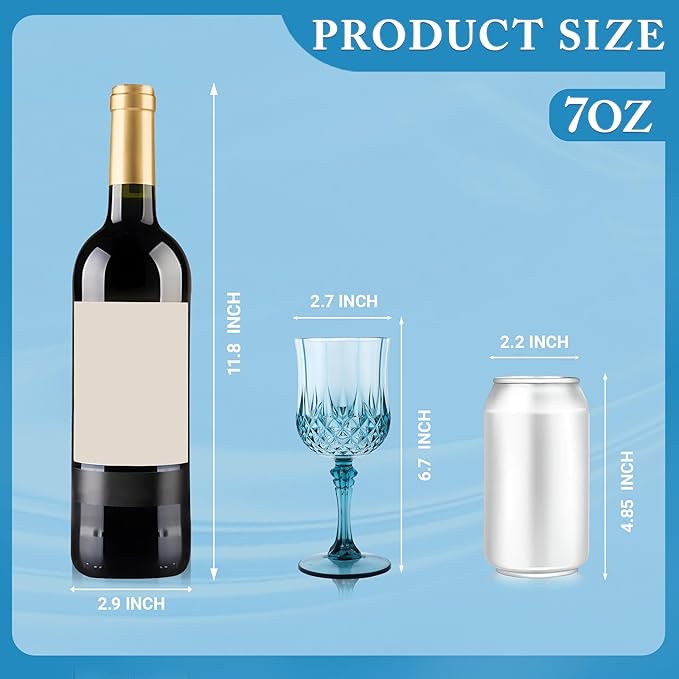Plastic Wine Glasses, Plastic Goblets Vintage Style Cordial Unbreakable Drinking Glasses, Reusable Drinkware for Wedding Reception, Grand Event Party Supplies, Easter (48, Dusty Blue)