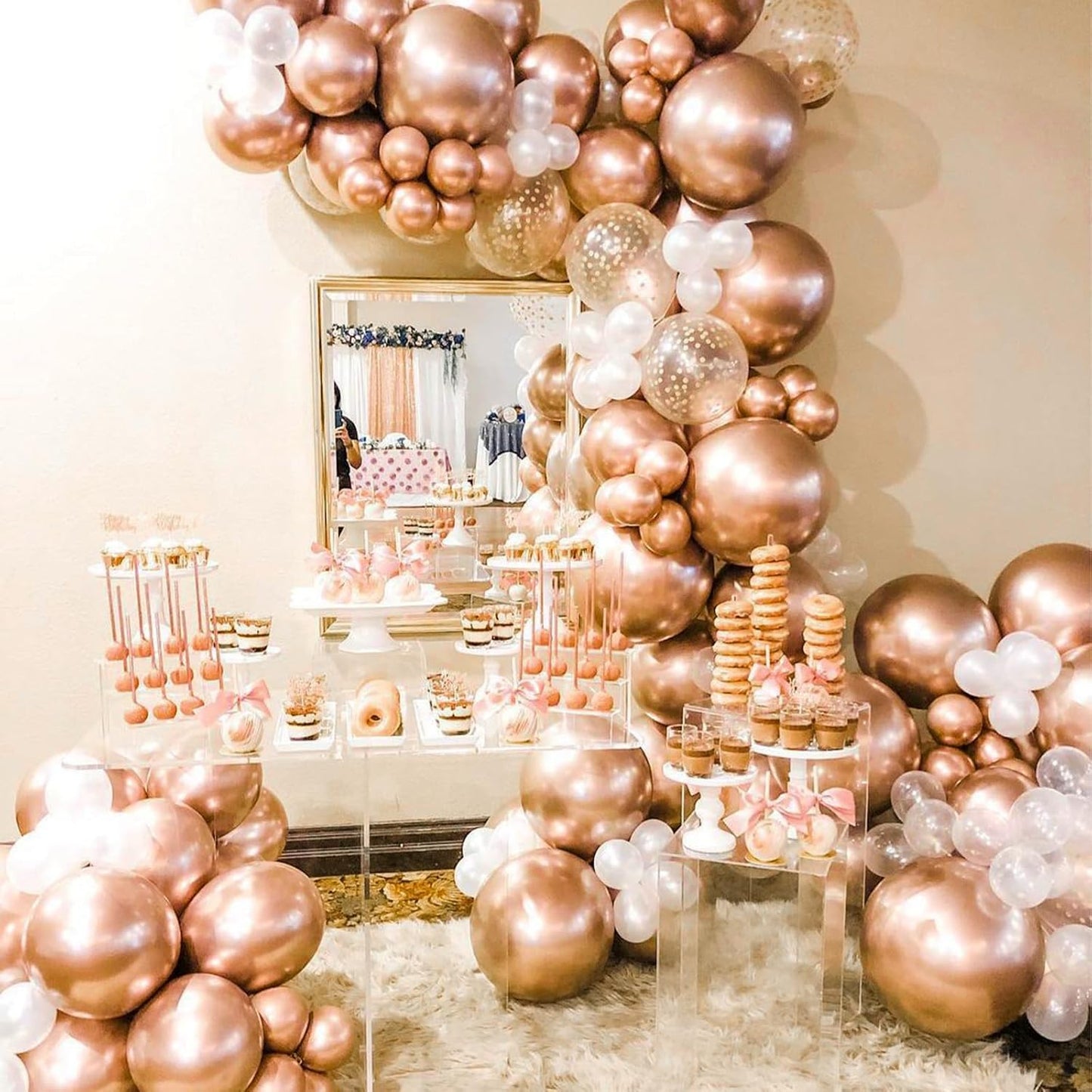 PartyWoo Metallic Rose Gold Balloons 50 pcs 12 Inch Latex Helium Balloons for Wedding Engagement Baby Shower Bridal Shower Gender Reveal Bachelorette Birthday Party Decorations Rose Gold-G107