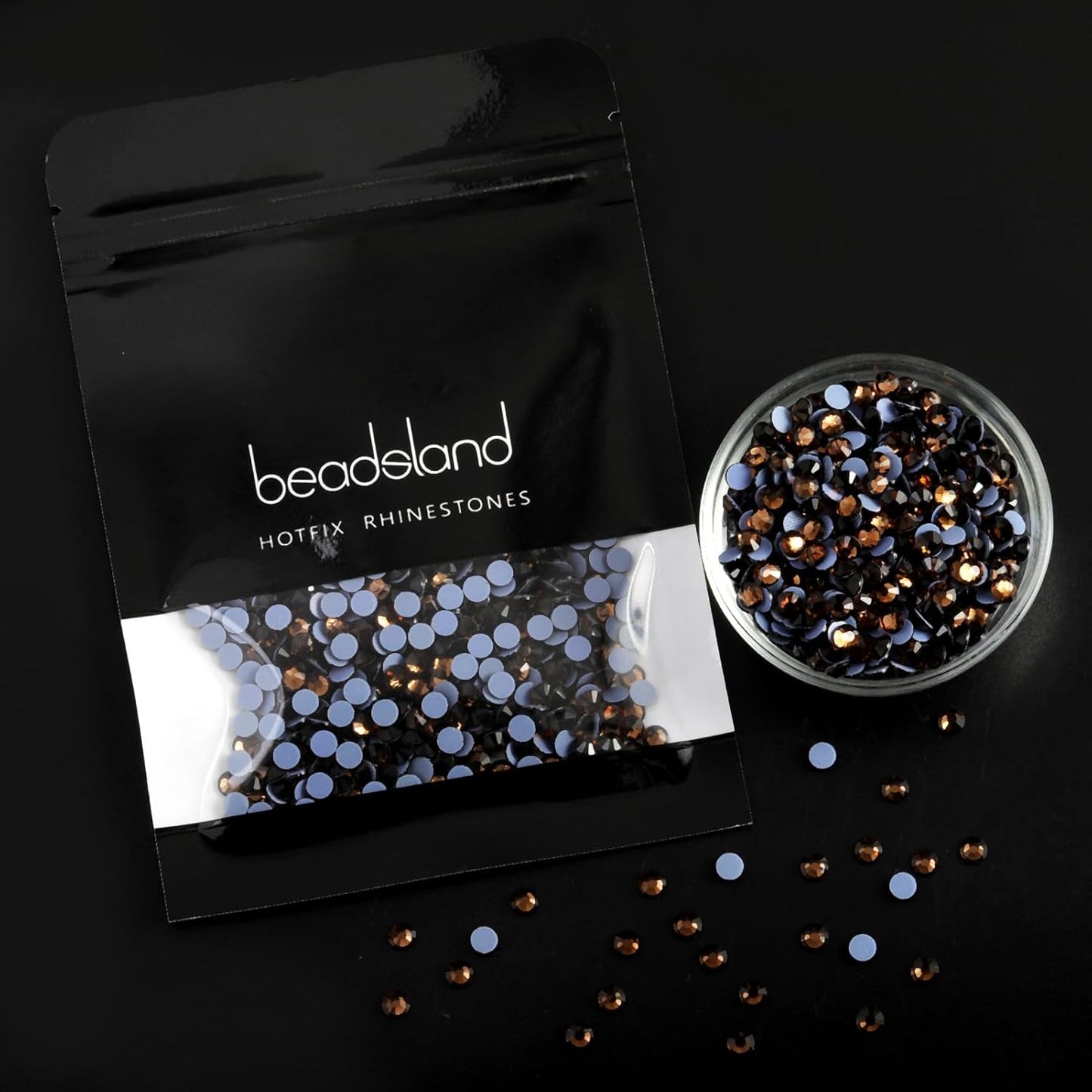 Beadsland Hotfix Rhinestones, 288pcs Flatback Crystal Rhinestones for Crafts Clothes DIY Decoration, Smoked Topaz, SS30, 6.3-6.5mm