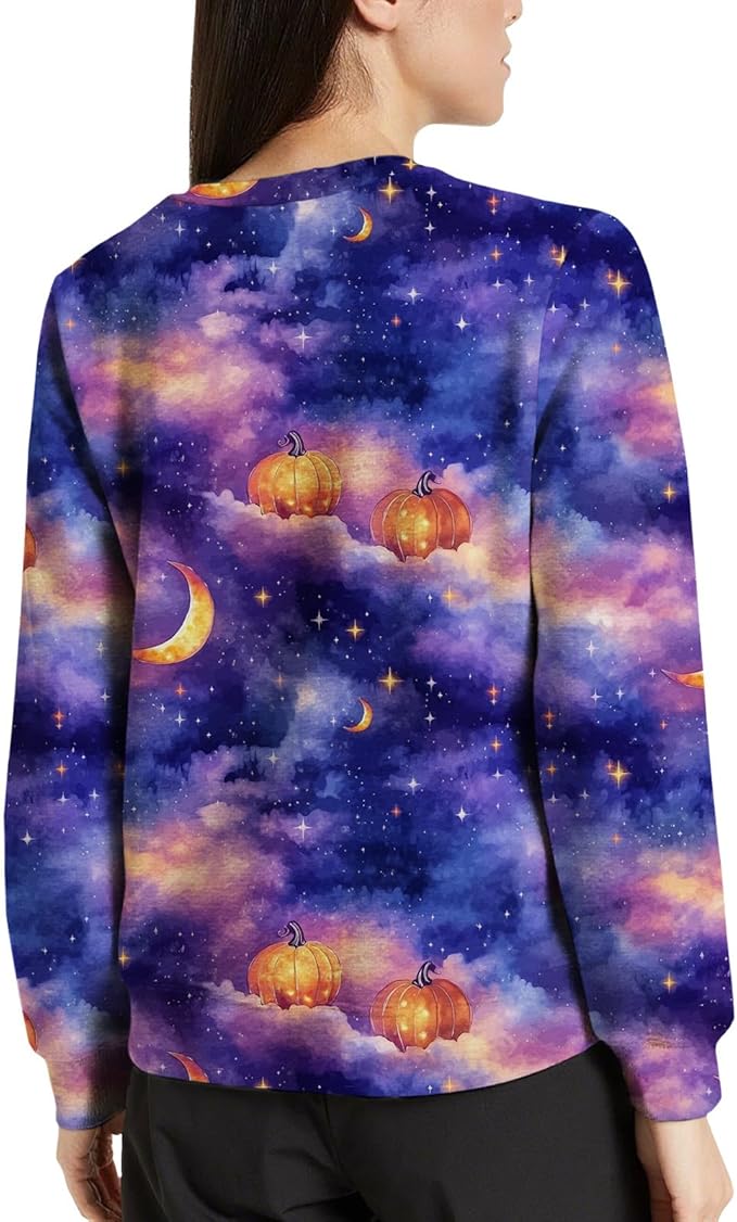 LIZALIG Pullover Cute Sweatshirt Orange Skeleton Fall Festive FunWomens Design Bat Holiday Party Outings Pumpkin Print