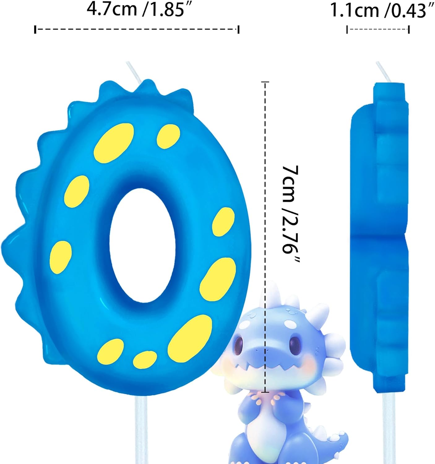 Number Birthday Candles(0 Candle Blue) Dinosaur Shape Number Happy Birthday Cake Candles for Dinosaur Birthday Party Decoration Reunions Theme Party