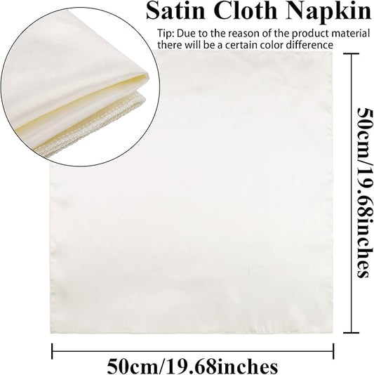 Aneco 12 Pieces Satin Napkin Square 20 x 20 Inches Dinner Napkins Weddings Party Napkin Soft Table Napkins for Romantic Weddings Party Dinner Decoration (Ivory)