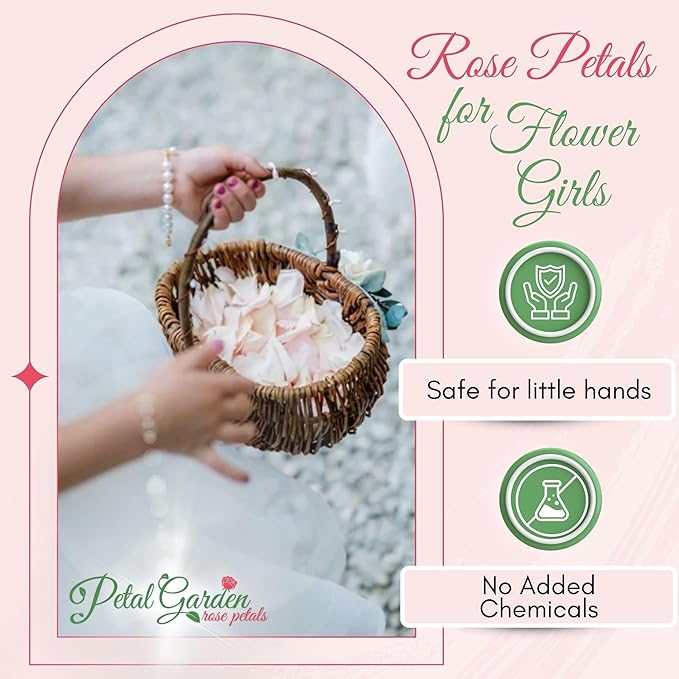 Rose Petals for Wedding Decoration, Bridal Toss, and Aisles, 10 cups, Freeze Dried, Use within 1 month (Blush/Ivory)
