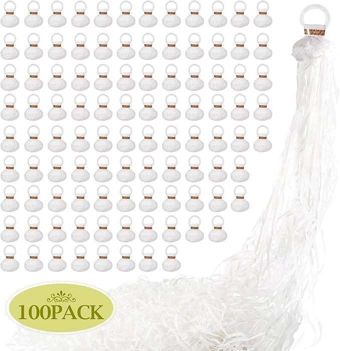 100pack No Mess Streamers,Romantic White Confetti Poppers for Wedding Toss,Hand Throw Party Poppers For Engagement Birthday Party,Graduation,Christmas,New year Celebrations(White,100pcs)