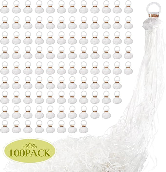 100pack No Mess Streamers,Romantic White Confetti Poppers for Wedding Toss,Hand Throw Party Poppers For Engagement Birthday Party,Graduation,Christmas,New year Celebrations(White,100pcs)