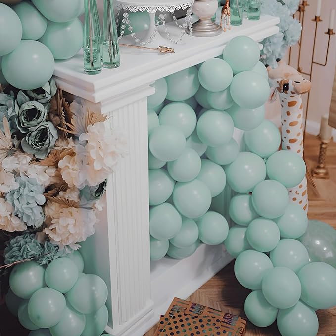 110pcs Mint Green Balloons 12inch Pastel Green Latex Party Balloons for Baby Shower,Graduation, Wedding, Birthday, New Year, Anniversary Party Decorations