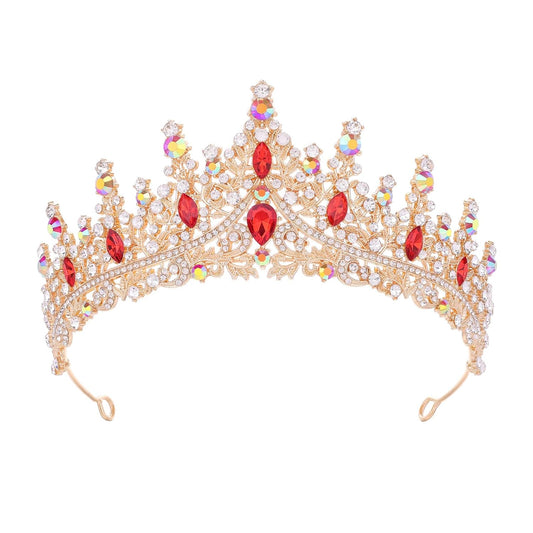 Red Tiara for Women Crystal Queen Crowns Rhinestone Princess Tiaras for Girl Wedding Headband for Bride Hair Accessories for Halloween Costume Birthday Party Prom Mother's Gifts