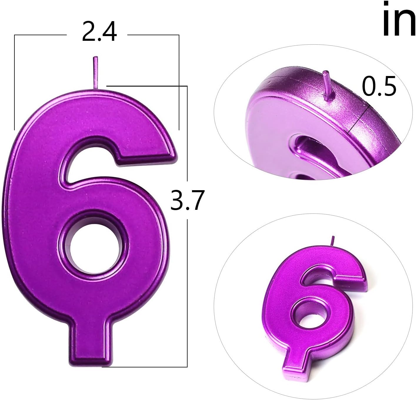 DERVENTA Birthday Candles Big Numbers Purple 3.7 inch Party Cake Topper 1 Piece (Number 0 Purple)