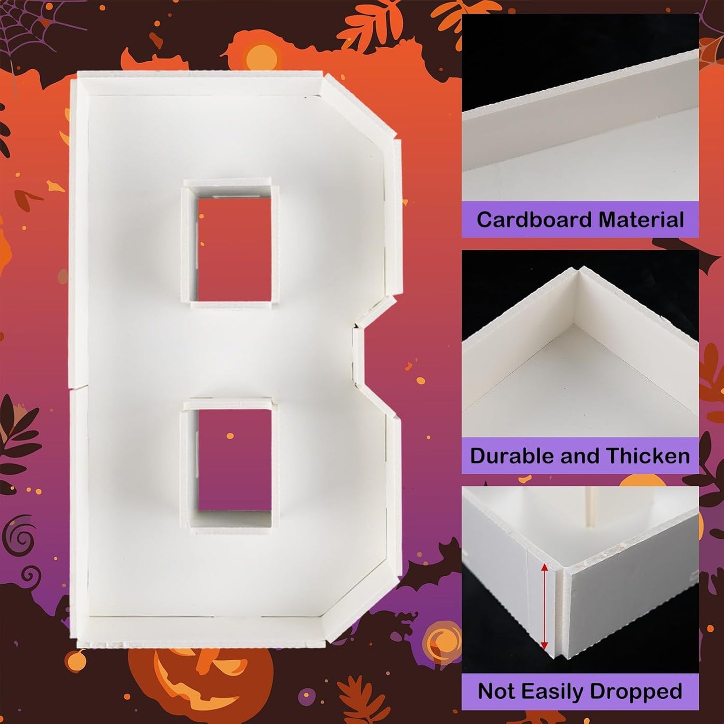 BOO Cardboard Letters for Halloween Party Decorations, 13.7 Inch Charcuterie Letters Fillable White Paper Mache Letter Trays for Chocolate Candy Food Display Letter Box for Halloween Party Decorations