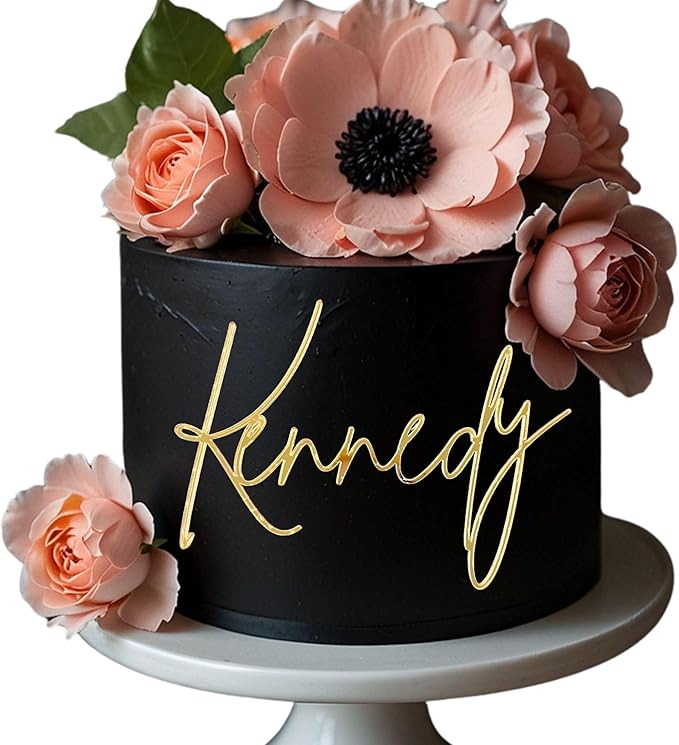 Custom Acrylic Cake Name Sign – Personalized Mirrored Name Plaque Cake Topper, Premium Acrylic Cake Letters Decoration for Birthday, Wedding, Baby Shower