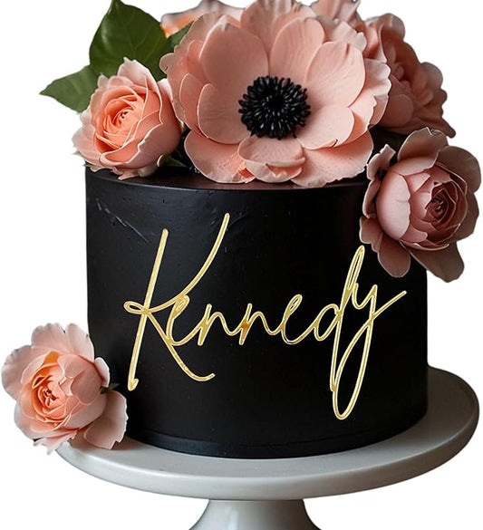 Custom Acrylic Cake Name Sign – Personalized Mirrored Name Plaque Cake Topper, Premium Acrylic Cake Letters Decoration for Birthday, Wedding, Baby Shower