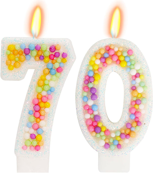 70th Birthday Candle for Cake, Colorful Macaron Numeral Candles for Women/Girl, Theme Birthday Party Cake Decorations, Cake Topper for Birthday Party Supplies (Number 70)