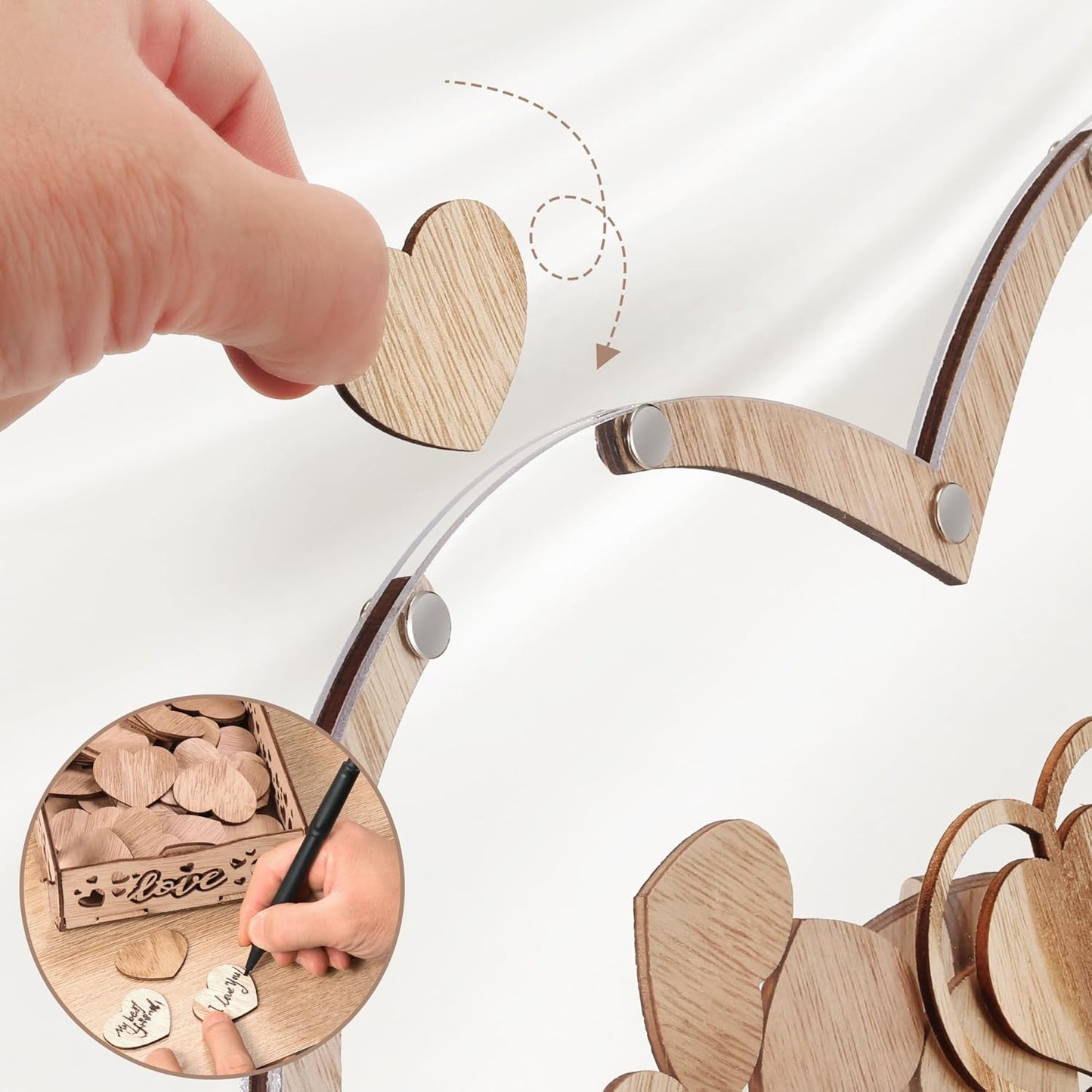 Wedding Guest Book Alternative - Wood Heart Drop Guest Book Sign for Wedding Decorations, Rusitc Wedding Reception for Engagement Birthday Graduation Party Memorial Days