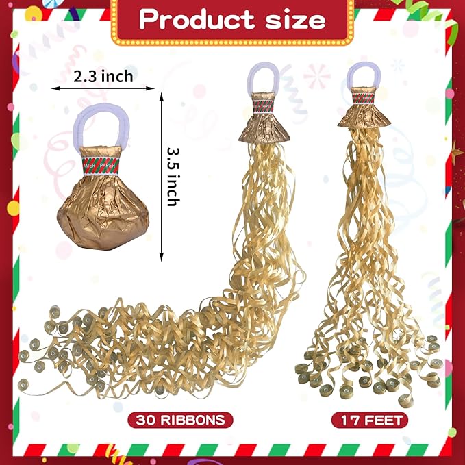 Streamer Poppers 24Pack Golden, Confetti Streamers No Mess Party Poppers, Hand Thrown Streamers for Weddings Birthdays Events, Quiet Easy Cleanup (Golden, 24Pack)
