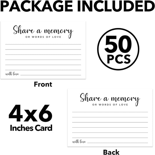 Minimalism Share a Memory Cards for Celebration of Life, Graduation, Retirement, Birthdays, Guest Book Ideas, Funeral Sign In Book For Memorial Service, 4x6 Inches Set of 50 Pcs -A06