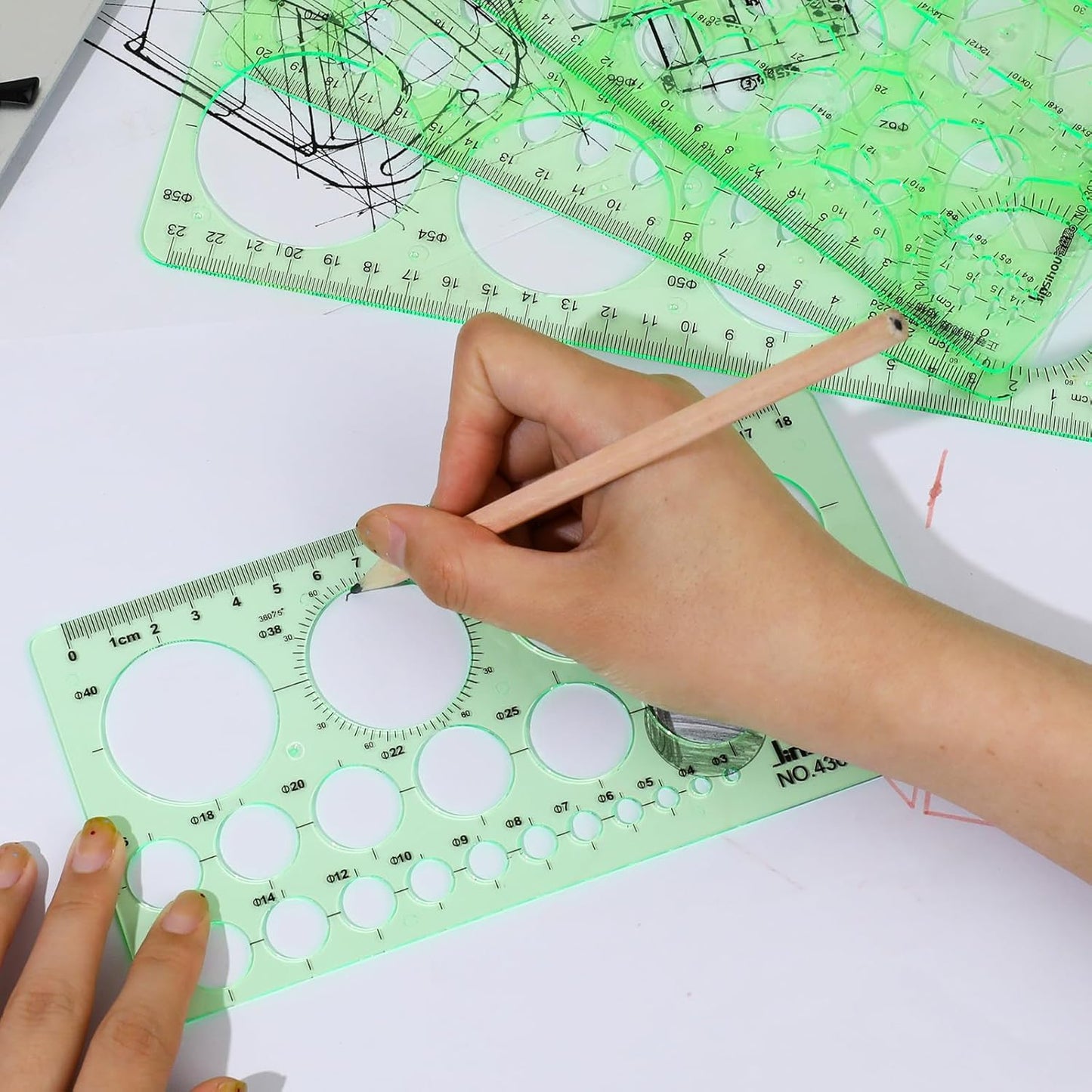 4 Pcs Circle Template, 4 Sizes Plastic Measuring Circles Stencil, Circle Templates for Digital Drawing, Formwork Drawings, Drafting, Drawing Circles Diameter