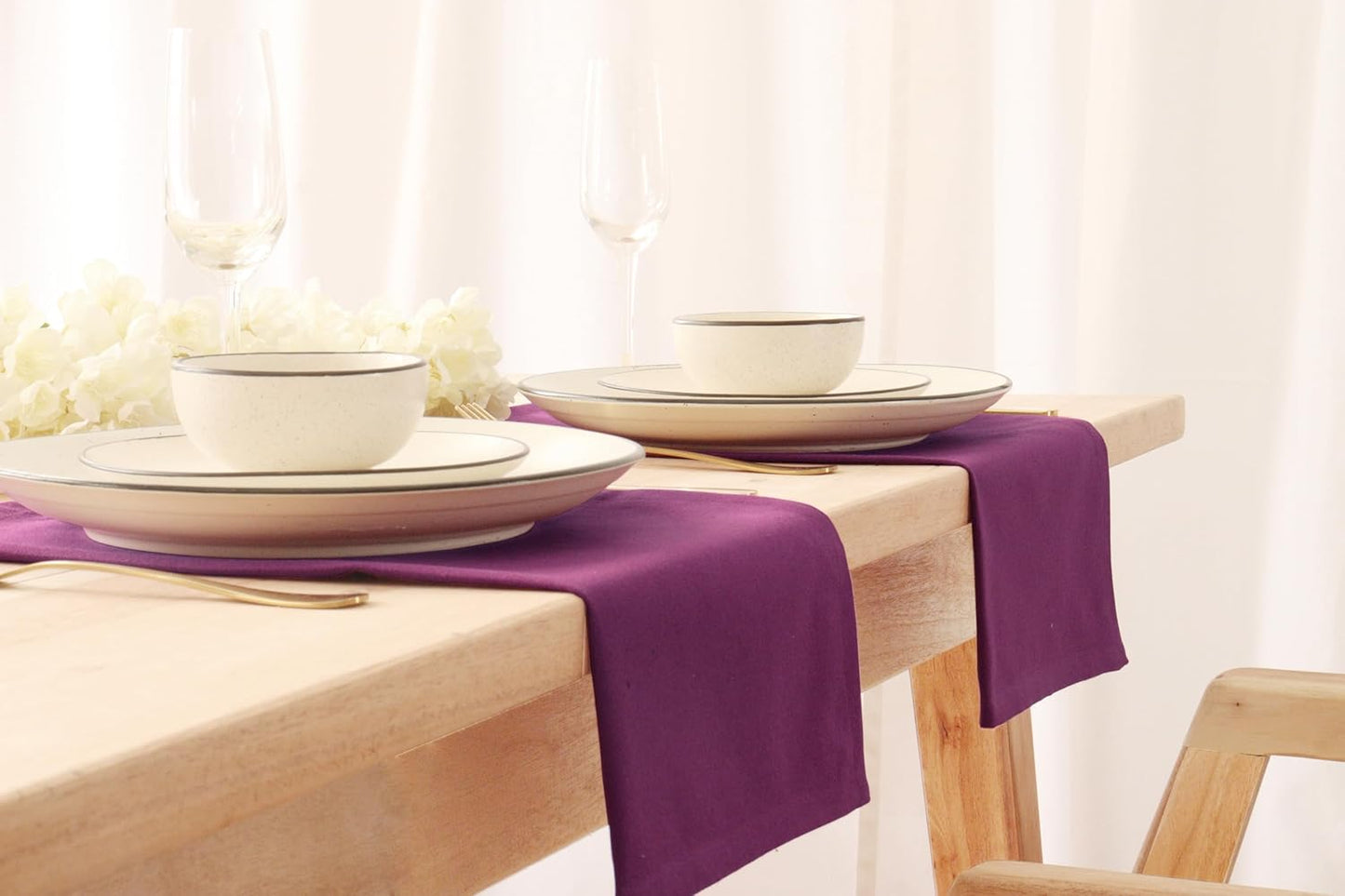 PurpleEssences Set of 12 Cloth Dinner Napkins 100% Cotton 18x18 Inch - Soft Durable Washable - Ideal for Farmhouse Party Fall Thanksgiving - Perfect Everyday Use Table Linen - Purple