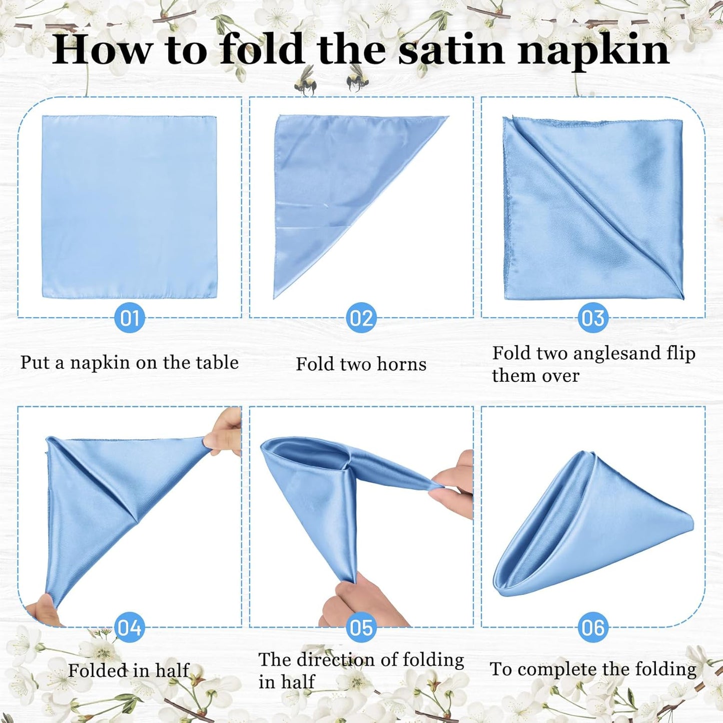 Bailarina 80 Pack Blue Mist Satin Napkins,17x17 Inches Wedding Napkins Square Soft Silky Table Napkins Bulk Decorative Elegant Cloth Napkin for Party Decoration, Banquet,Wedding,Graduation