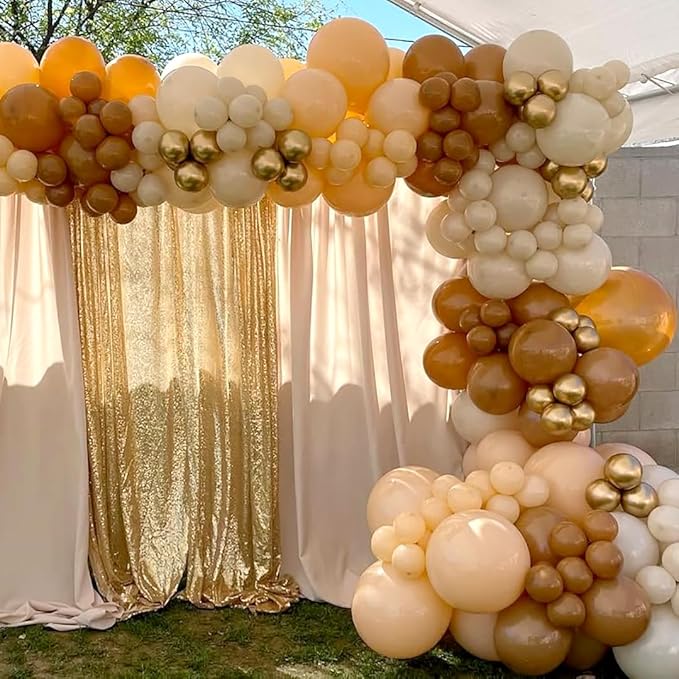 Brown Balloons Arch Kit, 162pcs Neutral Boho Brown Apricot White Balloons Garland for Bear Baby Shower Bohemian Neutral Jungle Safari Birthday Party Decorations