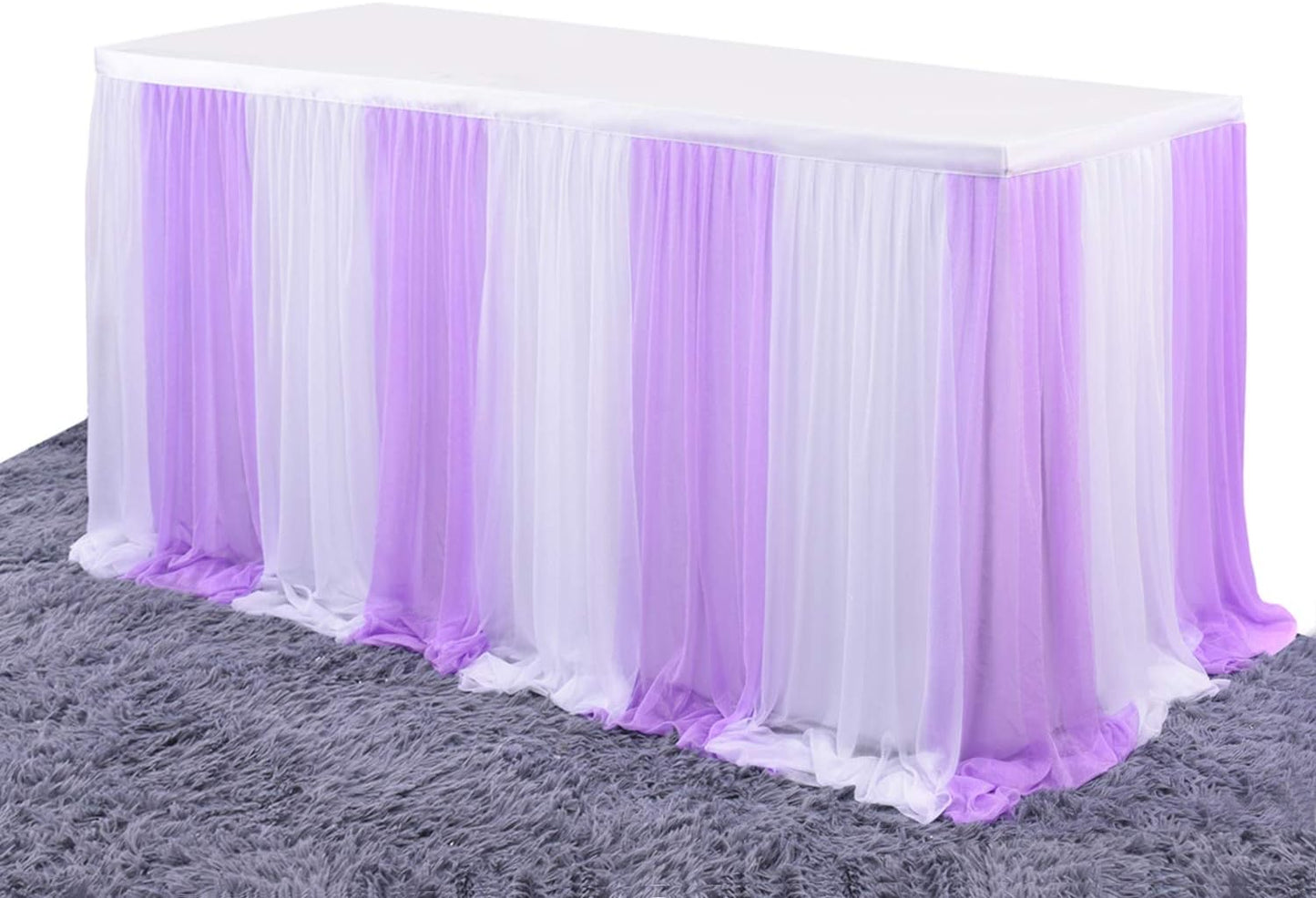 Purple Table Skirt 6ft Lavender Ruffle Tutu Table Skirts Tulle Table Cloths for Parties Baby Shower Girl Butterfly Elephant Birthday Party Wedding Dessert Banquet Decorations