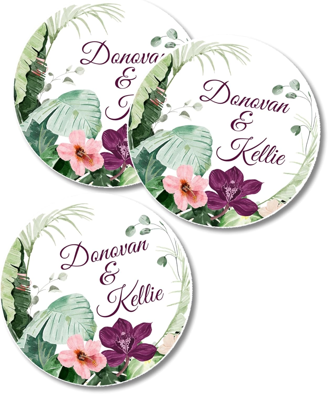 Purple & Green Orchid Wedding Invitations, Tropical Destination, Personalized, Set of 12 Invitations with Envelopes