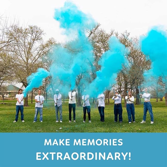 Gender Reveal Powder Smoke Bombs Cannon Poppers | 2 Blue Poppers | Biodegradable | Alternative to Gender Reveal Smoke Bombs Extinguisher | Gender Reveal Party Decorations | TUR Party Supplies